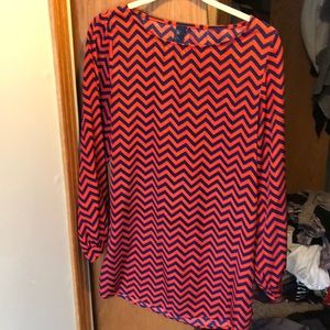 Red and blue chevron dress.